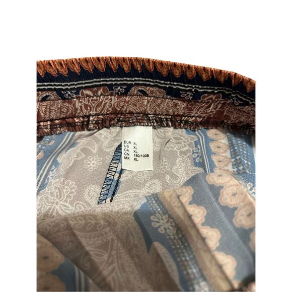 Floerns Women's Size XL Boho Elastic Waist Scarf Print Pleated Midi Skirt - Picture 7 of 9